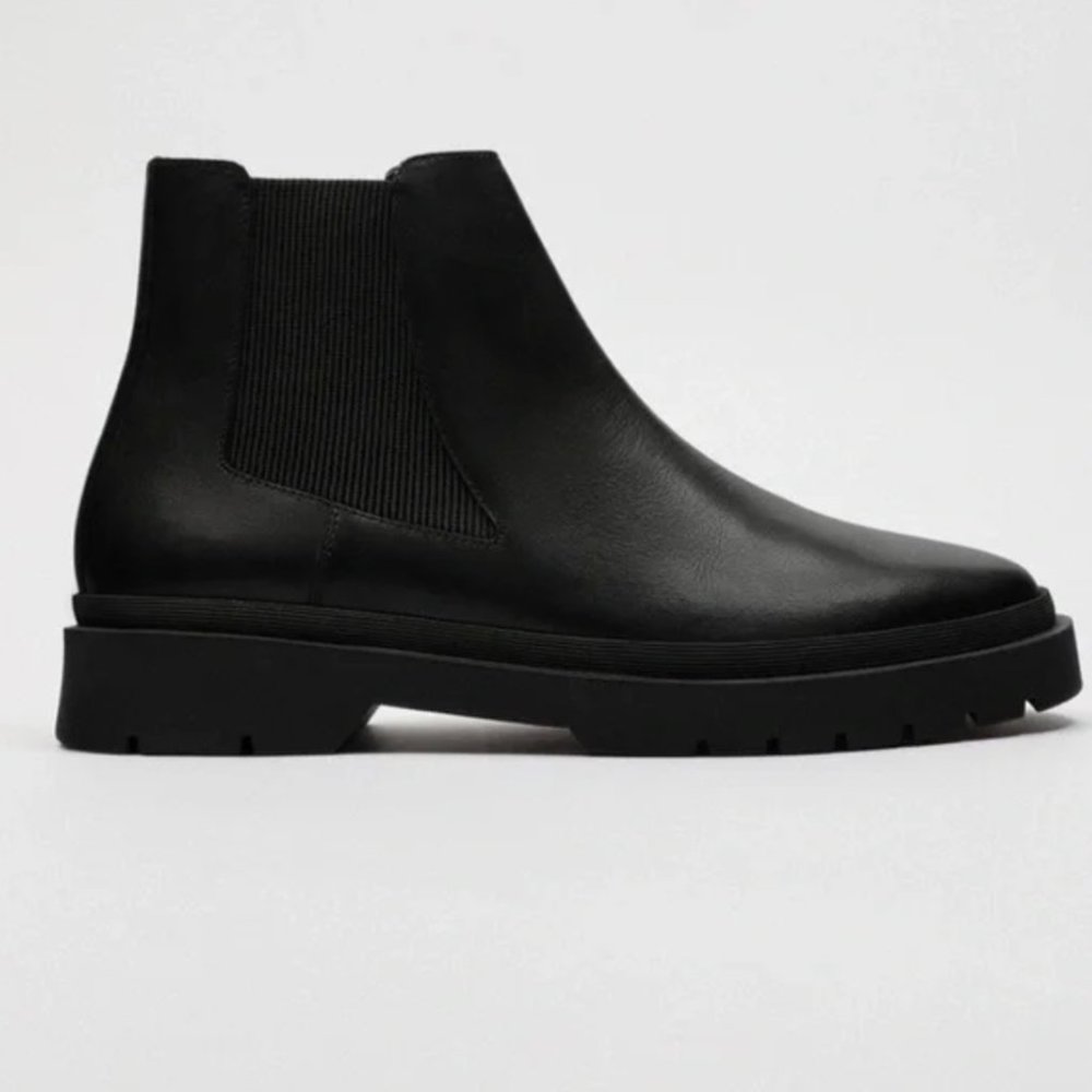 Zara Leather Chelsea Ankle Boots